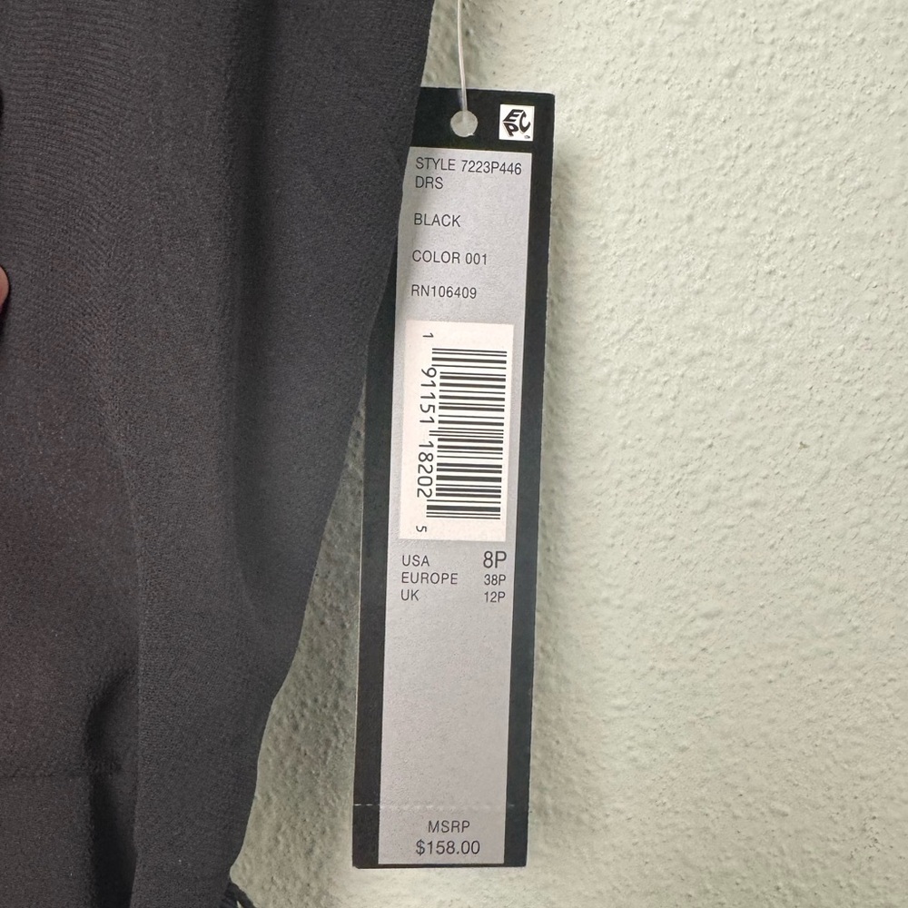 NWT Tahari ASL Black Sleeveless Openwork Chiffon Belted Bow‎ A-Line Tea Dress 8P - Picture 13 of 13